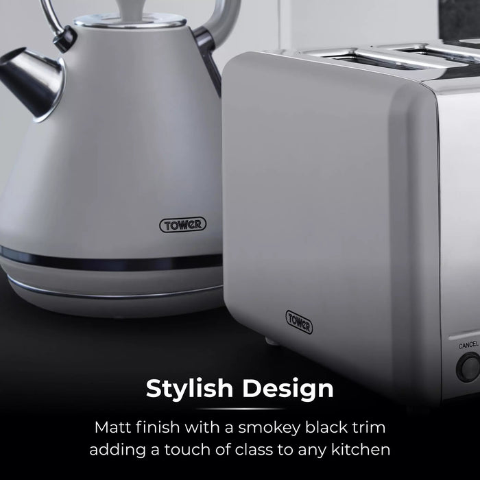 Tower Sera 4 Slice Toaster With Smoked Chrome Trim Grey