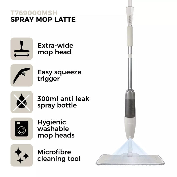 Tower Classic Microfibre Spray Mop with Anti-Leak Bottle - Latte