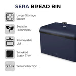 Tower Sera Bread Bin with Smoked Trim - Midnight blue