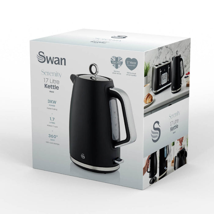 Swan Serenity Electric kettle 1.7 L 3000 W Plastic Boil dry protection Black