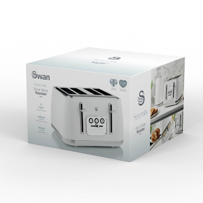 Swan Serenity Toaster 4 slices 2100 W 6 Levels of toasting Plastic White