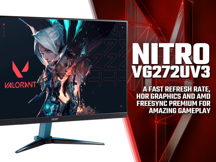 Acer NITRO VG2 Nitro VG272UV3 Gaming Monitor, 180Hz, Wide QHD (2560x1440), 0.5ms Response Time, 16:9, AMD FreeSync Premium