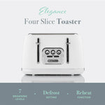 Swan Elegance Toaster 4 slices 2100 W 7 browning levels Plastic White