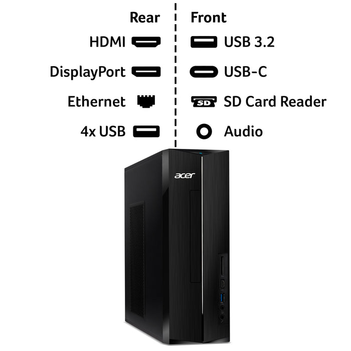 Acer Aspire XC-1710 Tower Desktop - Intel i3 N305, 8GB, 256GB SSD, Integrated, N/A, Windows 11, Black