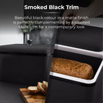 Tower Sera Bread Bin with Smoked Trim - Black