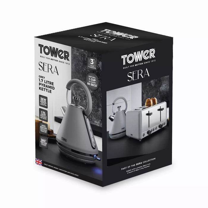 Tower Sera 1.7L Pyramid Kettle - Grey