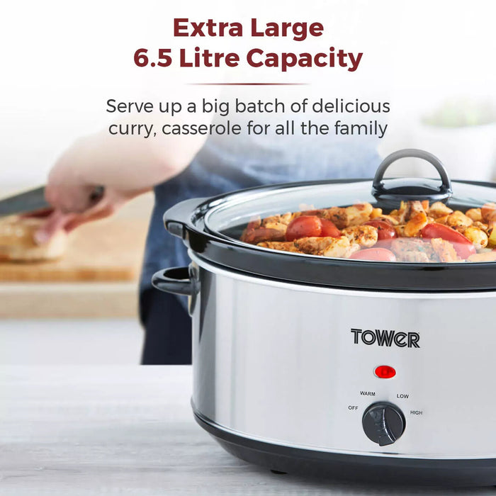 Tower 6.5 Litre Stainless Steel Slow Cooker