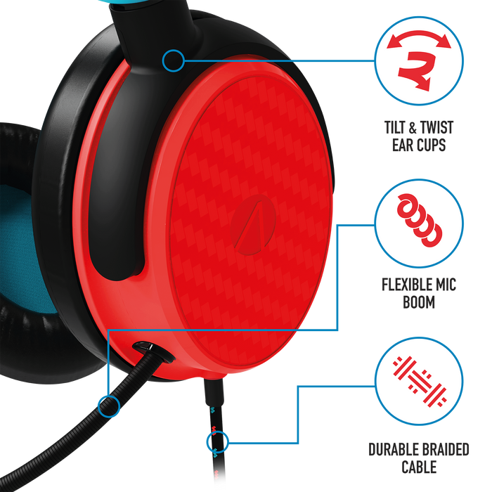 Stealth C6-100 Gaming Headset for Switch, XBOX, PS4/PS5, PC - Neon Blue/Red Stealth