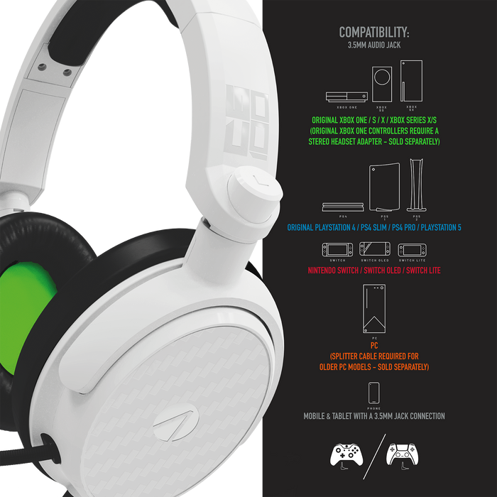 Stealth C6-100 Gaming Headset for XBOX, PS4/PS5, Switch, PC - Green/White Stealth