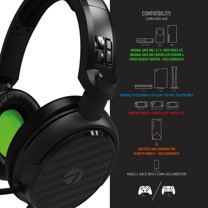 Stealth C6-100 Gaming Headset for XBOX, PS4/PS5, Switch, PC - Green Stealth