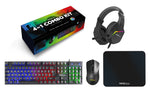 Maxx Tech 4 in 1 Combo Gaming Kit, Full-size (100%), USB, QWERTY, LED, Black, Mouse included