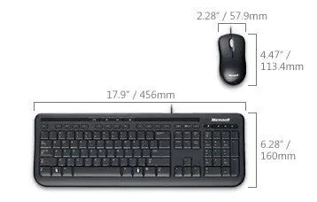 Microsoft Wired Desktop 600 keyboard Mouse included USB QWERTY UK English Black Microsoft