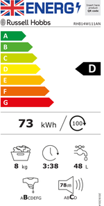 Russell Hobbs RH814W111AN 8kg/1400RPM Washing Machine - Anthracite