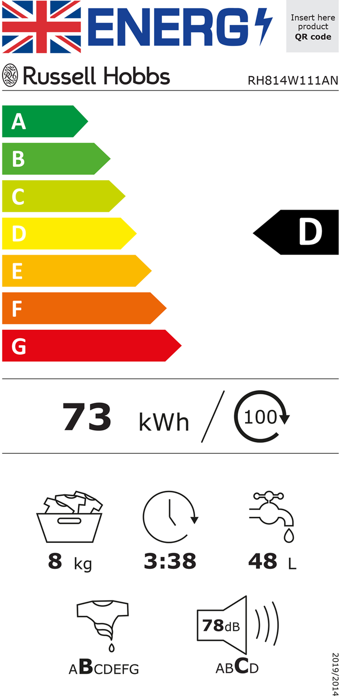 Russell Hobbs RH814W111AN 8kg/1400RPM Washing Machine - Anthracite
