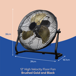 Russell Hobbs RHGF1221BG 12” High Velocity Floor Fan in Brushed Gold Russell Hobbs