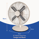 Russell Hobbs RHMDF1201GR 12” Metal Desk Fan in Greige