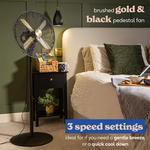 Russell Hobbs RHMPF1601BG 16” Metal Pedestal Fan in Brushed Gold & Black Russell Hobbs