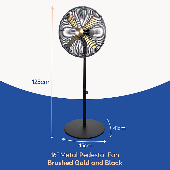 Russell Hobbs RHMPF1601BG 16” Metal Pedestal Fan in Brushed Gold & Black Russell Hobbs