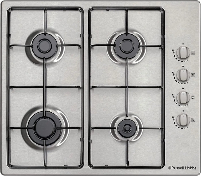 Russell Hobbs RH60GH401SS 59cm 4-Burner Gas Hob - Stainless Steel Russell Hobbs