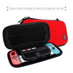 Stealth Hard-Shell Premium Travel Case for Nintendo Switch, Switch Lite & Switch OLED - Neon Red and Blue Stealth