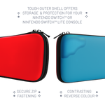 Stealth Hard-Shell Premium Travel Case for Nintendo Switch, Switch Lite & Switch OLED - Neon Red and Blue Stealth