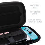 Stealth Hard-Shell Premium Travel Case for Nintendo Switch, Switch Lite & Switch OLED - Neon Red and Blue Stealth