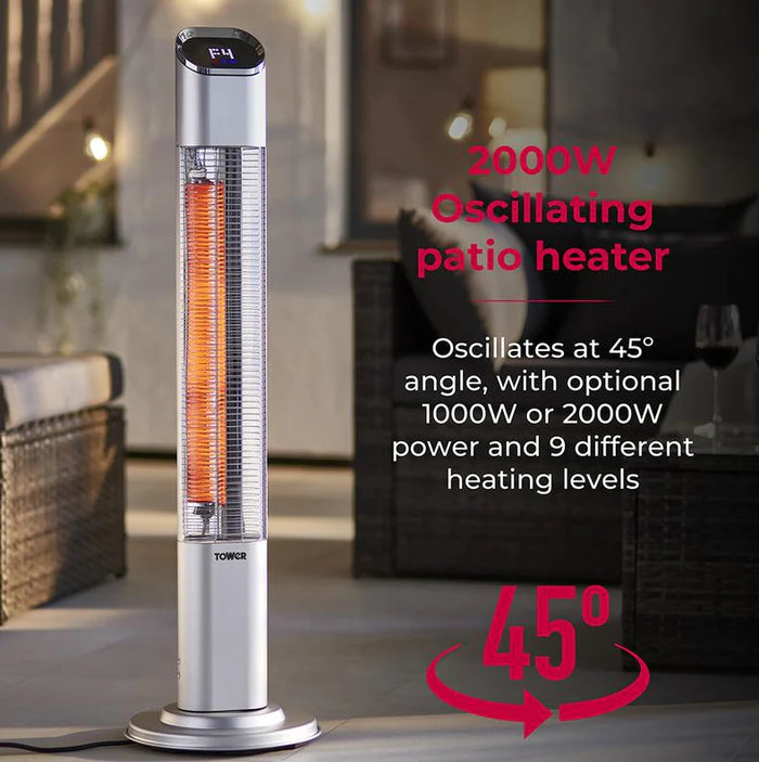 Tower T978519 SOL 2000W Free Standing Patio Heater Tower
