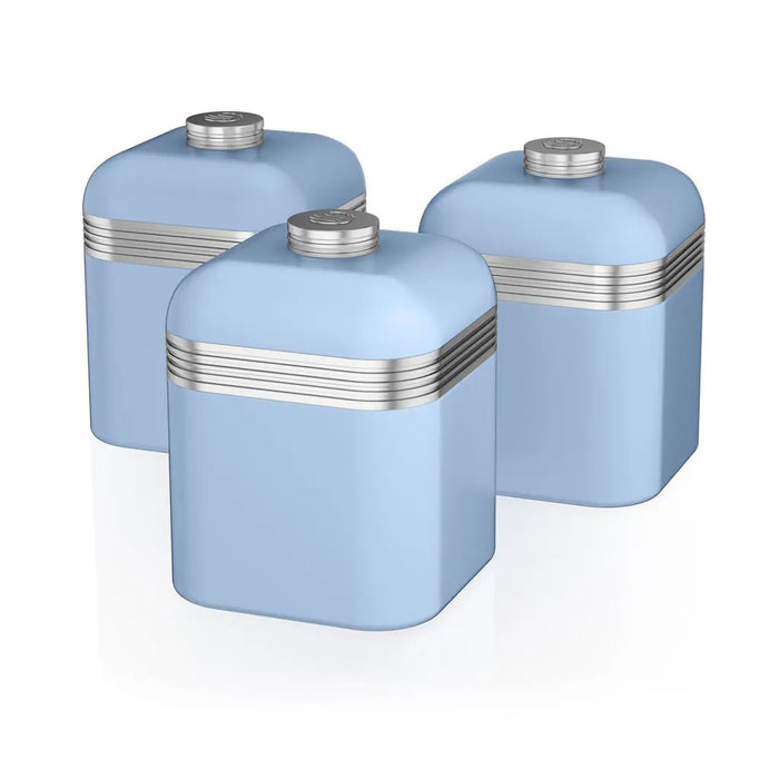 Swan Retro Set of 3 Canisters Blue Swan