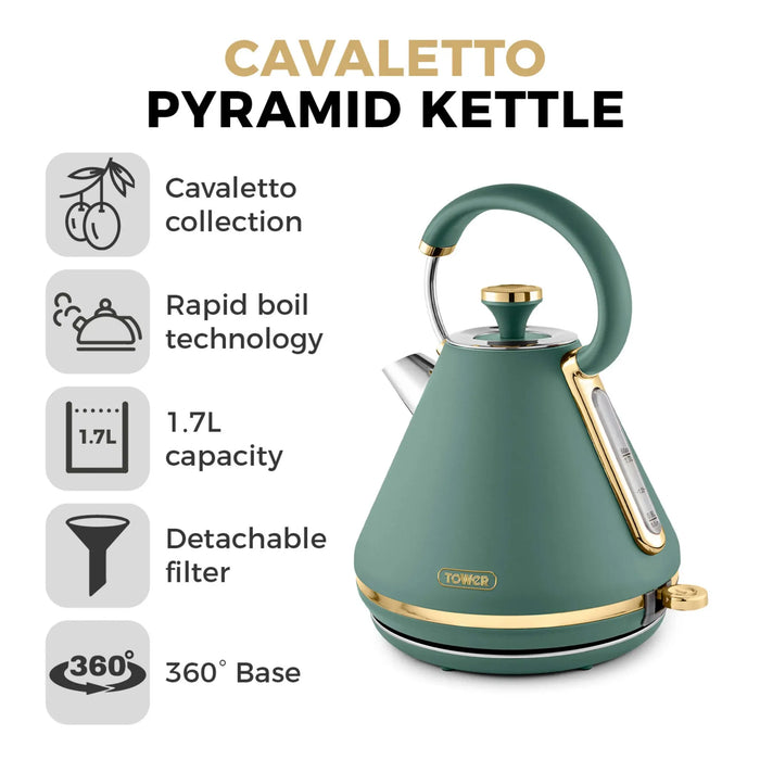 Tower Cavaletto 3KW 1.7 Litre Pyramid Kettle Tower