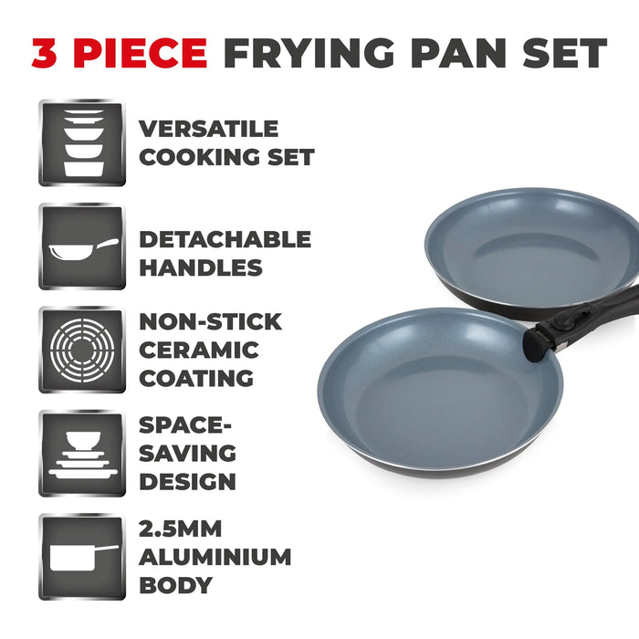 Tower Freedom 3 Piece Frying Pan Set Graphite Tower