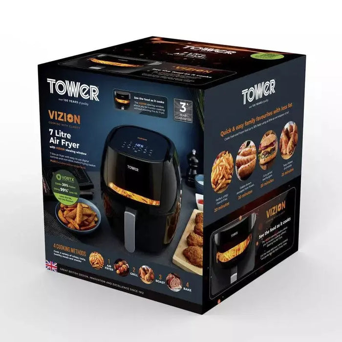 Tower Vortx Vizion Single 7 L Stand-alone 1800 W Hot air fryer Black Tower