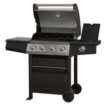 Zanussi ZGBBQ4B01-C 4-Burner Gas BBQ with Side Burner and Cover in Black and Stainless Steel