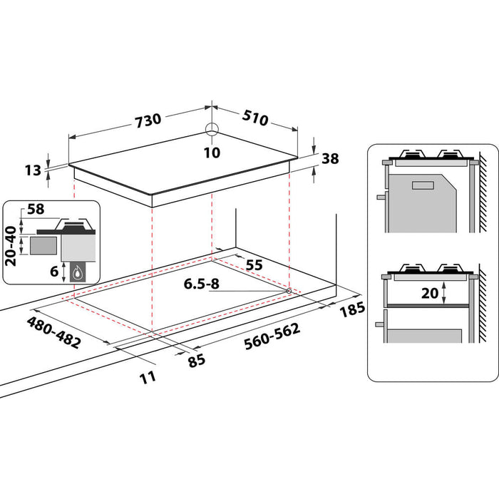 Hotpoint PPH 75G DF IX UK Silver Built-in 75 cm Gas 5 zone(s)