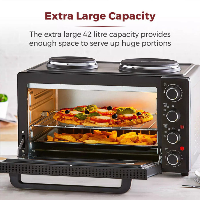 Tower 42 Litre Mini Oven with Hot Plates - Black