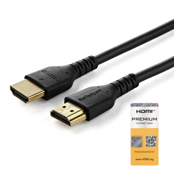 StarTech.com 3ft (1m) Premium Certified HDMI 2.0 Cable with Ethernet - Durable High Speed UHD 4K 60Hz HDR - Rugged M/M HDMI Cord with Aramid Fiber - TPE - Ultra HD Monitors, TVs & Displays