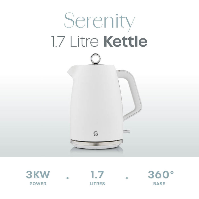 Swan Serenity Electric kettle 1.7 L 3000 W Plastic Boil dry protection White