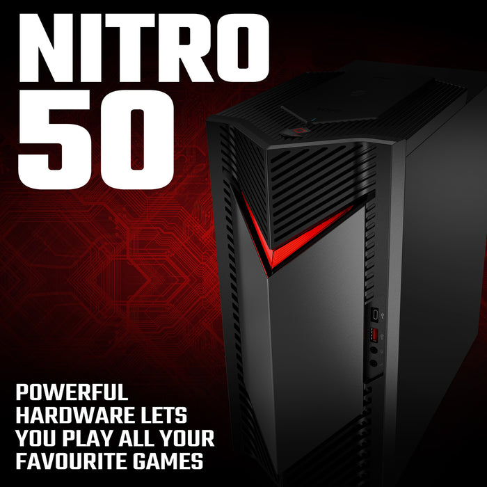 Acer NITRO 50 N50-650 Gaming Desktop - Intel Core i5-13400F, 16GB, 512GB SSD, Nvidia RTX 4060, N/A, Windows 11, Black