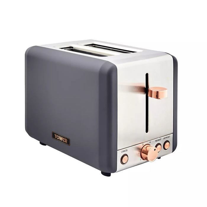 Tower Cavaletto 2 Slice Stainless Steel Toaster Grey