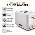 Tower Cavaletto 2 Slice Toaster Stainless Steel - White