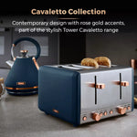 Tower Cavaletto 4 Slice Stainless Steel Toaster Midnight Blue