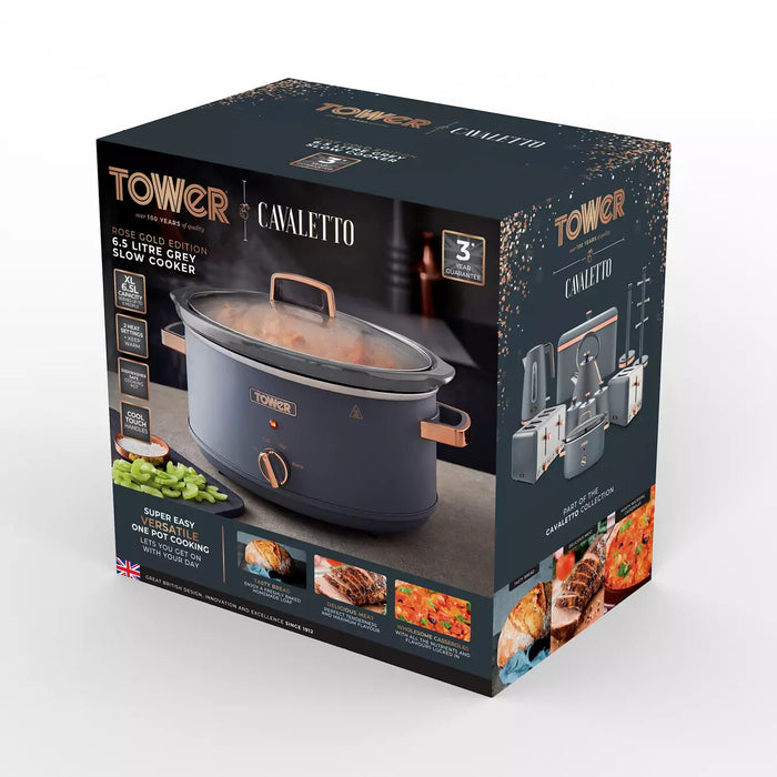 Tower Cavaletto 6.5 Litre Slow Cooker Grey