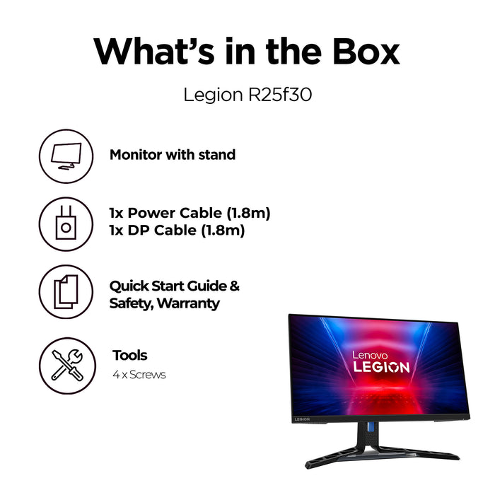 Lenovo Legion R25f-30 24 Gaming Monitor - 240Hz - 0.5ms - AMD FreeSync - Full HD - Speakers- Height Adjustable