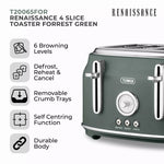 Tower Renaissance 4 Slice Toaster Forest Green