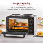 Tower 32 Litre Mini Oven with Hot Plates - Black