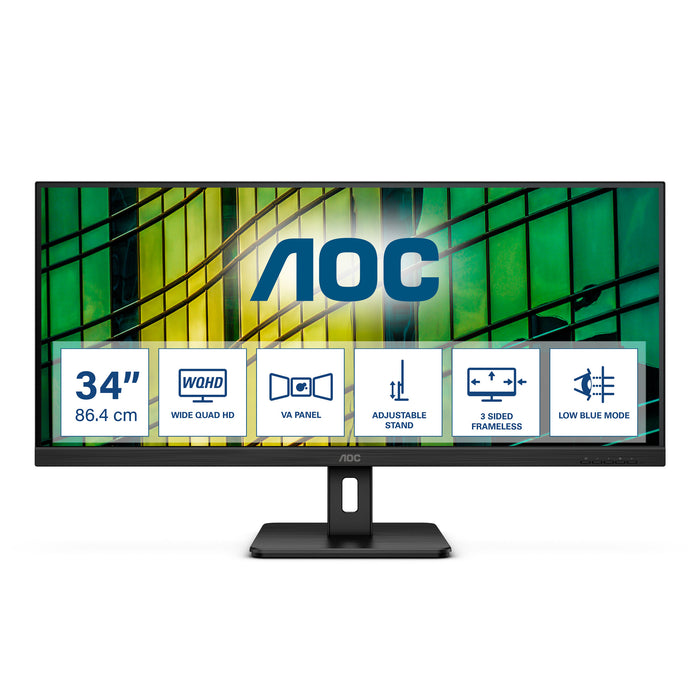 AOC U34E2M computer monitor 86.4 cm (34) 3440 x 1440 pixels Wide Quad HD Black