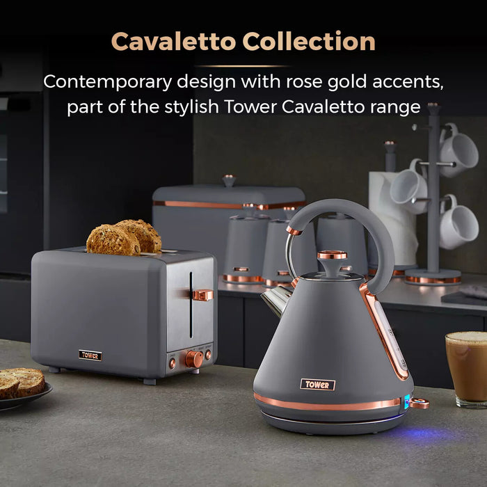 Tower Cavaletto 2 Slice Stainless Steel Toaster Grey