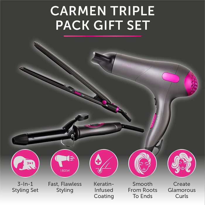 Carmen C81128 hair styling tool Hair styling kit Warm Grey, Violet 1800 W Carmen