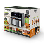Tower Vortx Eco Duo Basket Double 8.5 L Stand-alone 1700 W Hot air fryer Black, Silver