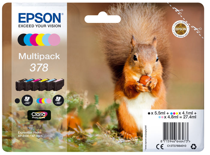 Epson Squirrel Multipack 6-colours 378 Claria Photo HD Ink Epson