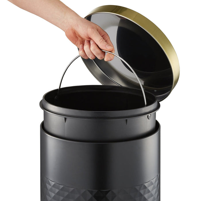 Swan 30L Round Pedal Bin Black Swan